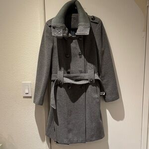 Calvin Klein Wool Gray Double-Breasted Coat. Size 10 dry clean